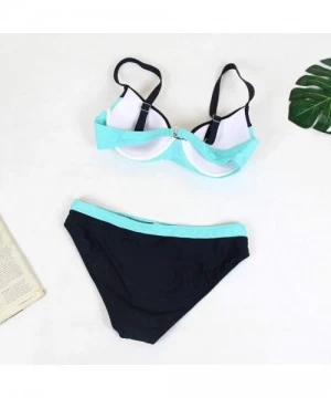 Sets Swimsuits for Women-Womens Padded Push-up Bra Bikini Set Swimsuit Bathing Suit Swimwear Beachwear - Light Blue - C5199LQ...