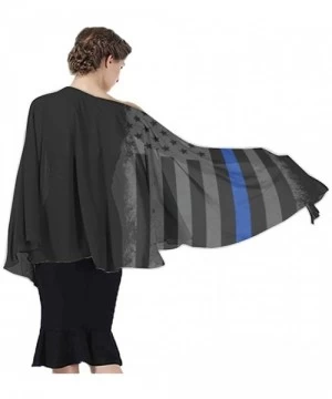 Cover-Ups Women Fashion Shawl Wrap Summer Vacation Beach Towels Swimsuit Cover Up - American Thin Blue Line Flag Retro - CP19...