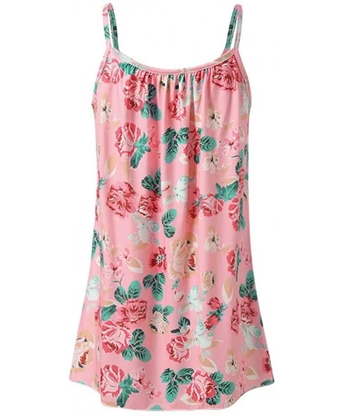 One-Pieces Women Summer Printed Sleeveless Vest Blouse Tank Tops Camis Clothes - Pink - C918SRUYT88