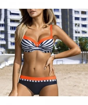 Sets Women's Push Up Bikini Sets Halter Padded Top Two Piece Swimsuits Bathing Suits Swimwear Beachwear Bandeau Bikini - Oran...