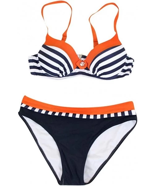 Sets Women's Push Up Bikini Sets Halter Padded Top Two Piece Swimsuits Bathing Suits Swimwear Beachwear Bandeau Bikini - Oran...