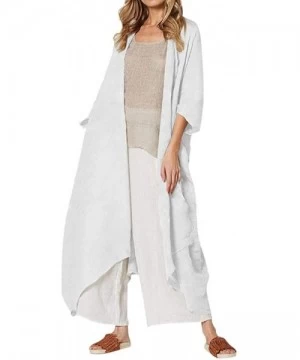 Cover-Ups Plus Size Long Kimono Cardigan Women Bikini Beach Cover Up Beachwear Jacket Coat - White - CX18WLCIU5D