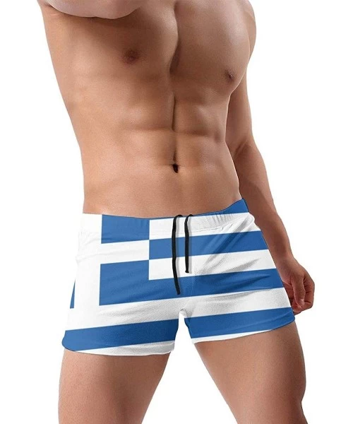 Briefs Men's Low Rise Bikini Briefs Bulge Beach Swim Trunks - Flag of Greece Good Luck - C619C5L5IA6