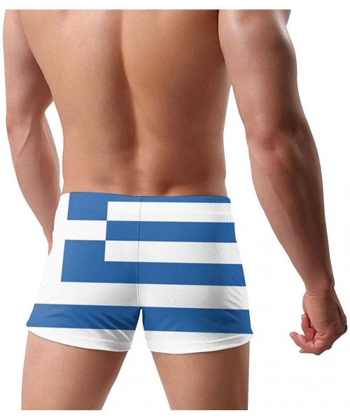 Briefs Men's Low Rise Bikini Briefs Bulge Beach Swim Trunks - Flag of Greece Good Luck - C619C5L5IA6