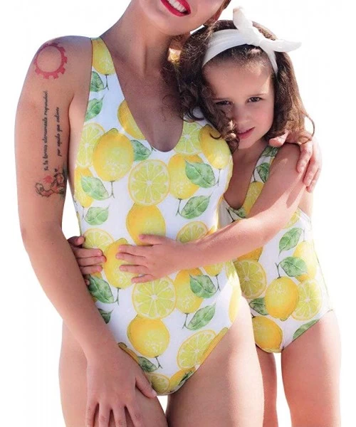 One-Pieces Women Girls Bikini Sets Lemon Family Matching Mother Daughter Bathing Suit Swimsuit Swimwear-One-Piece/Halter Neck...