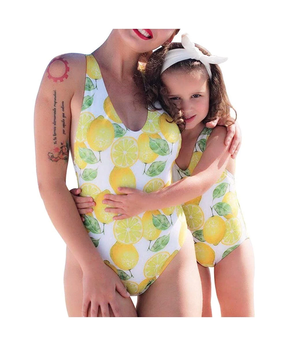 One-Pieces Women Girls Bikini Sets Lemon Family Matching Mother Daughter Bathing Suit Swimsuit Swimwear-One-Piece/Halter Neck...