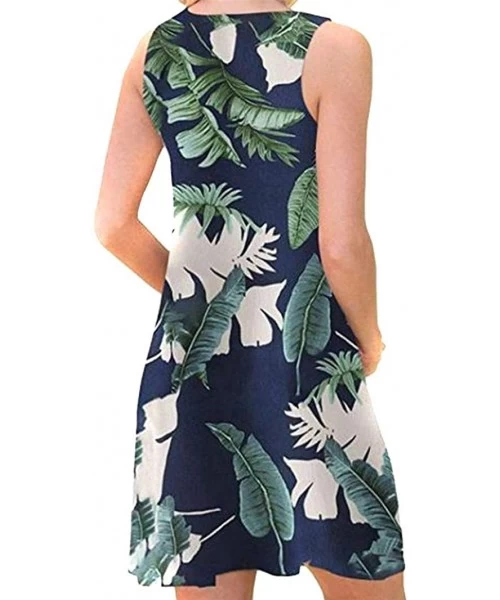 Cover-Ups Womens Summer Sleeveless Beach Dress Loose Swinsuit Sundress with Pockets Plus Size - Z-navy Blue Shuye - CC196YYHY5Y