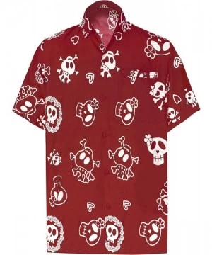 Cover-Ups Men's Night Club Party Dress Short Sleeve Hawaiian Shirt - Spooky Red_w190 - CM1885SYZ2L