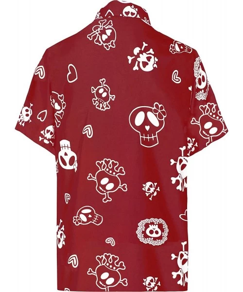 Cover-Ups Men's Night Club Party Dress Short Sleeve Hawaiian Shirt - Spooky Red_w190 - CM1885SYZ2L