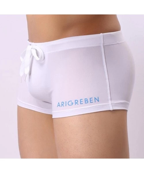 Briefs New Men's Boxer Briefs Swimming Swim Shorts Trunks Swimwear Pants 5 Colors - White - C21803ZU2E9