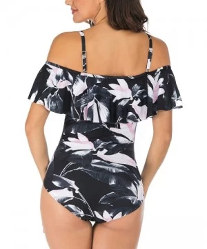 One-Pieces Woman's Vintage Ruffle One Piece Swimsuit Off Shoulder Flounce Bathing Suits - Multi - CS196GSZS7D