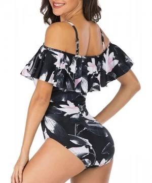 One-Pieces Woman's Vintage Ruffle One Piece Swimsuit Off Shoulder Flounce Bathing Suits - Multi - CS196GSZS7D