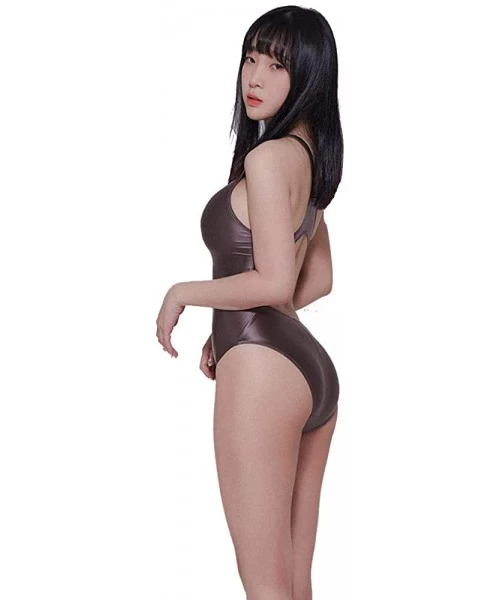 One-Pieces Sexy Leotards Women Japanese Swimwear High Cut One Piece Suit Female Bather Bathing Summer Suit Swim - Brown - CP1...