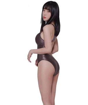 One-Pieces Sexy Leotards Women Japanese Swimwear High Cut One Piece Suit Female Bather Bathing Summer Suit Swim - Brown - CP1...