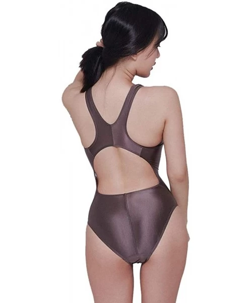 One-Pieces Sexy Leotards Women Japanese Swimwear High Cut One Piece Suit Female Bather Bathing Summer Suit Swim - Brown - CP1...