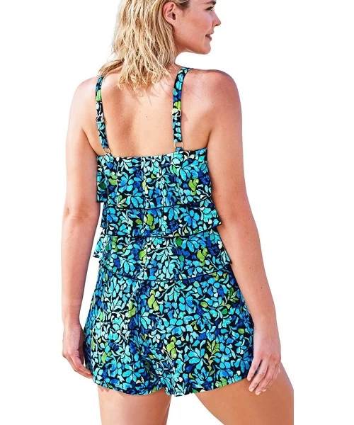 One-Pieces Women's Plus Size Bandeau Swim Romper Swimsuit - Medallion Blue (1202) - CQ197SXT84K