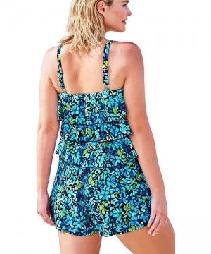 One-Pieces Women's Plus Size Bandeau Swim Romper Swimsuit - Medallion Blue (1202) - CQ197SXT84K