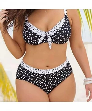 Sets Women's Dot Print Swimsuit Plus Size Beachwear European and American Vintage Conservative Skinny Bikini Swimwear - CB18T...