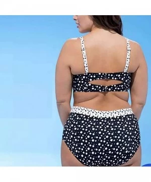 Sets Women's Dot Print Swimsuit Plus Size Beachwear European and American Vintage Conservative Skinny Bikini Swimwear - CB18T...