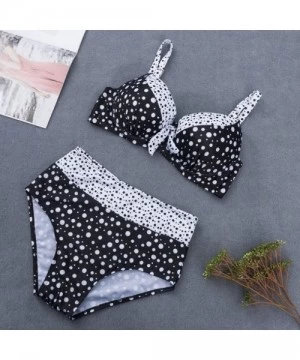 Sets Women's Dot Print Swimsuit Plus Size Beachwear European and American Vintage Conservative Skinny Bikini Swimwear - CB18T...