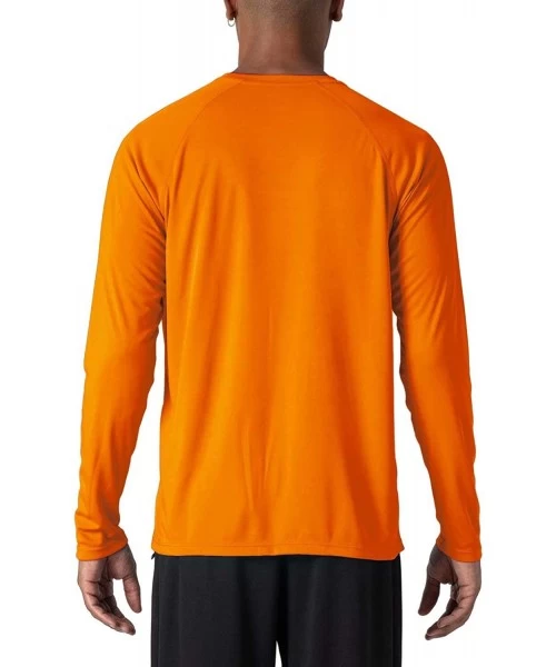 Rash Guards Men's Sun Protection T-Shirt UPF 50+ UV Long Sleeve Moisture Wicking Performance Athletic Shirt - Orange - CC18XC...