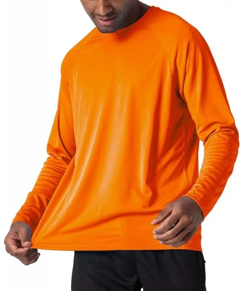 Rash Guards Men's Sun Protection T-Shirt UPF 50+ UV Long Sleeve Moisture Wicking Performance Athletic Shirt - Orange - CC18XC...