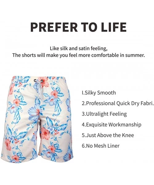 Board Shorts Men's Board Shorts- Quick Dry Swimwear Beach Holiday Party Bermuda Swim Big Pants - Floral-pink - CL18K60A0Y4