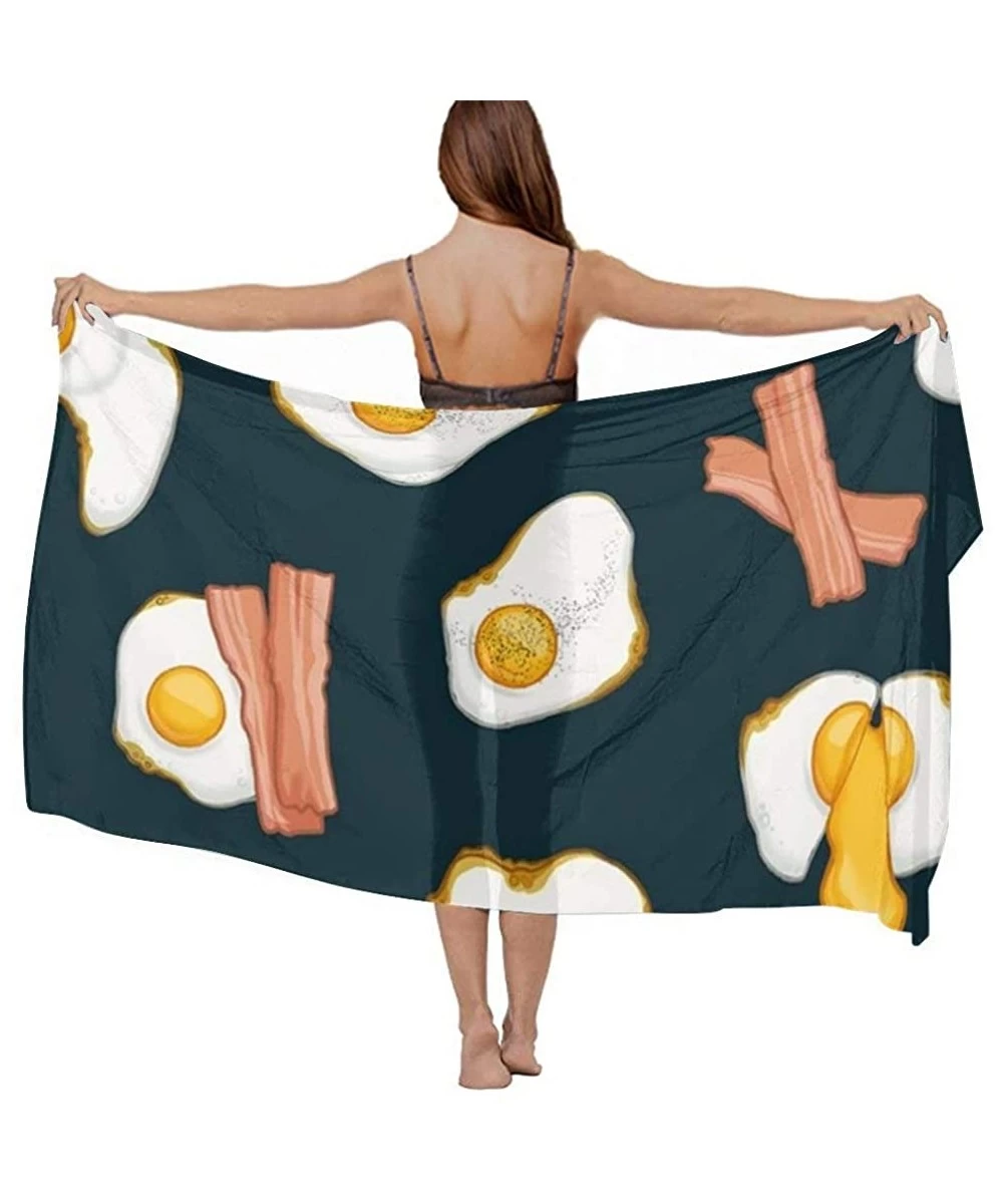 Cover-Ups Women Fahion Swimsuit Bikini Cover Up Sarong- Party Wedding Shawl Wrap - Bacon and Eggs Food - CQ19C4LXE56