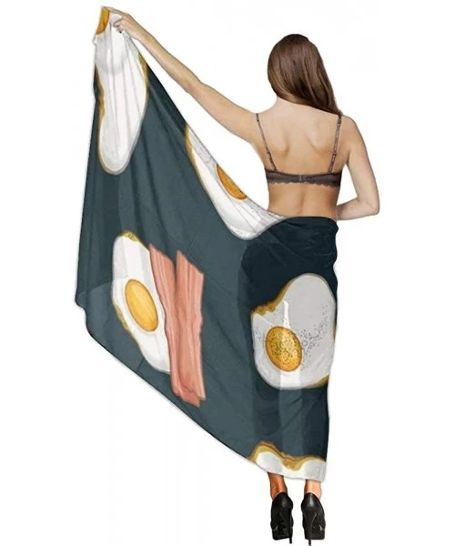 Cover-Ups Women Fahion Swimsuit Bikini Cover Up Sarong- Party Wedding Shawl Wrap - Bacon and Eggs Food - CQ19C4LXE56