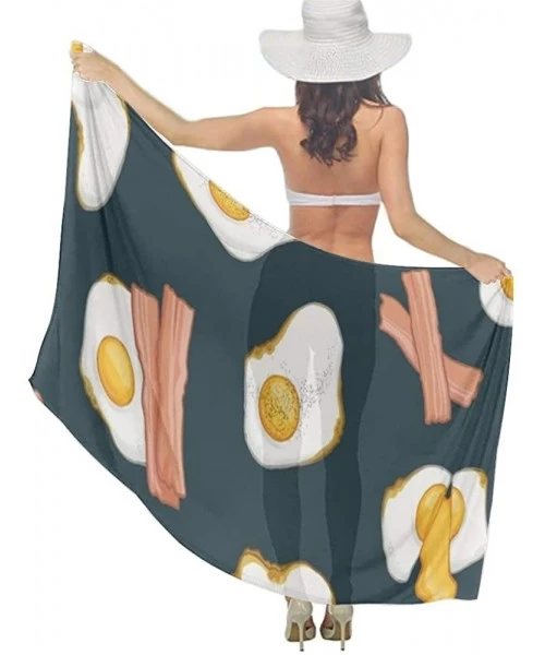 Cover-Ups Women Fahion Swimsuit Bikini Cover Up Sarong- Party Wedding Shawl Wrap - Bacon and Eggs Food - CQ19C4LXE56