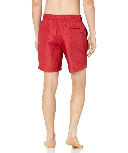 Trunks Men's Quick Dry All Over Classic Anchor Print Swim Trunk - Nautica Red - C618ISL89HN