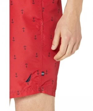 Trunks Men's Quick Dry All Over Classic Anchor Print Swim Trunk - Nautica Red - C618ISL89HN