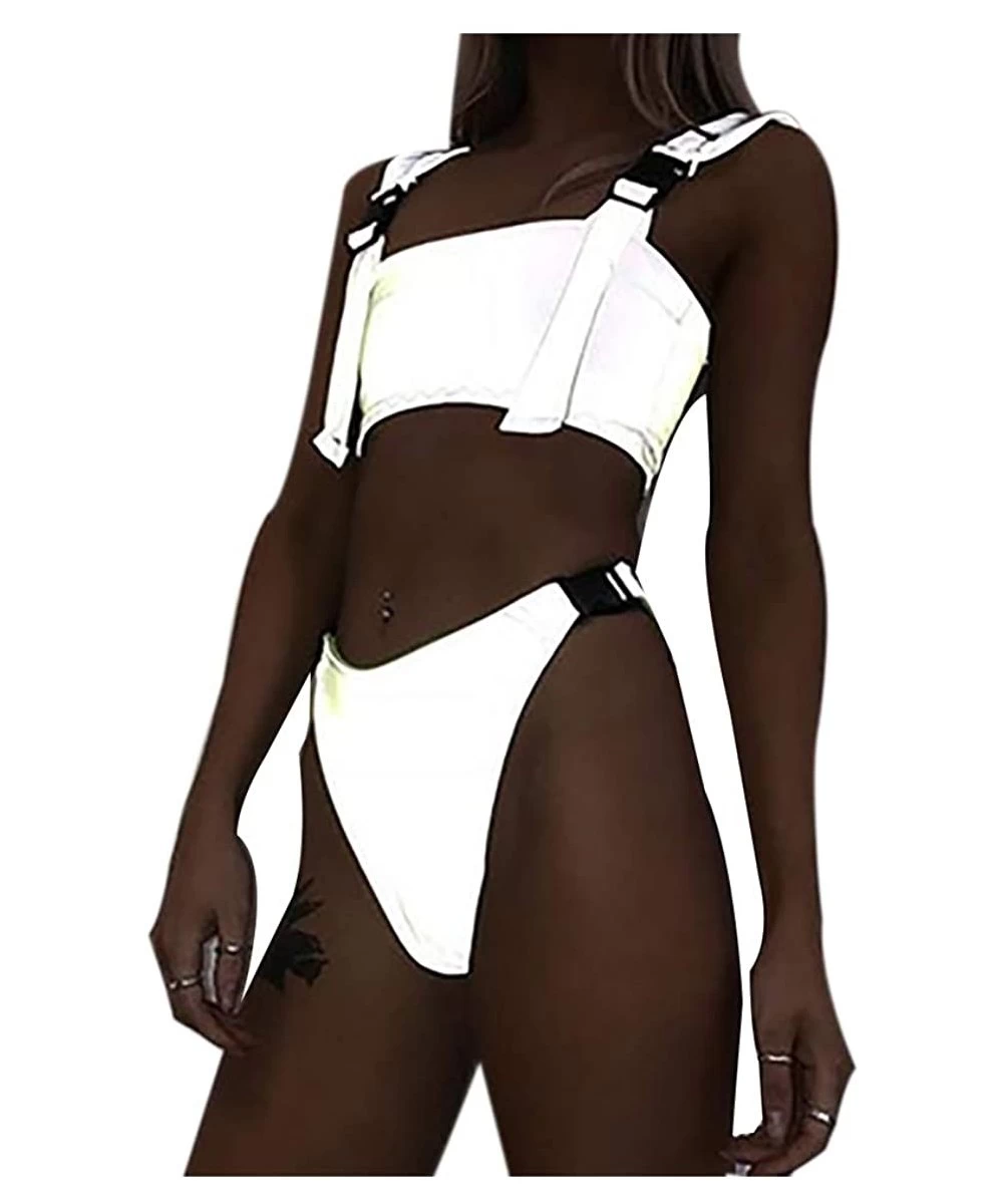 Sets Fluorescent Bikini Set Reflective Swimsuit Bright Sexy Swimwear for Bra Party Beaches Nightclub - C818U6T6ZUX