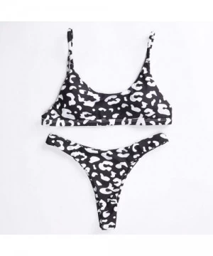 Sets Bikini Swinmsuit For Womens Sexy Padded Push Up 2 Piece Bikini Fashion Printed Beach Swimsuit Set(S XXL) F black - C4193...