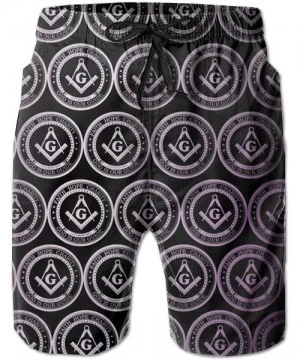 Trunks Mens Swim Trunks Chess Checkerboard Quick Dry Beach Shorts with Pockets Mesh Lining - Freemason Faith Hope Charity Mas...