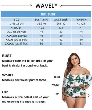 Sets Plus Size Two Piece Swimsuits for Women Off Shoulder Top High Waisted Ruched Bikini - Green Floral 2 - CG18XS9UMUO