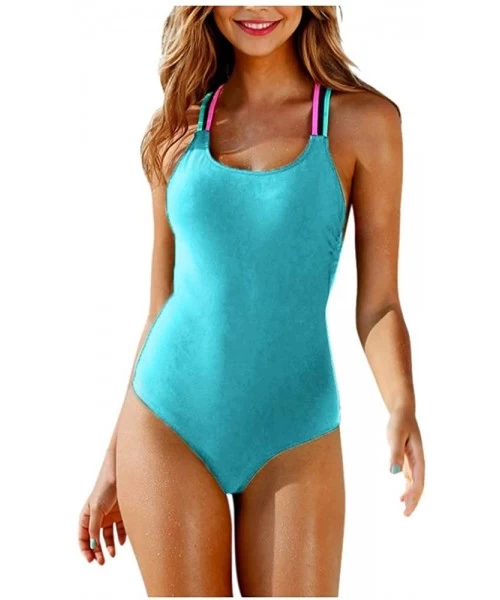 Racing Womens Sexy Monokini Vintage Retro Tummy Control Bathing Suit Elastic High Cut Low One Piece Swimsuits Swimwear - X-2 ...