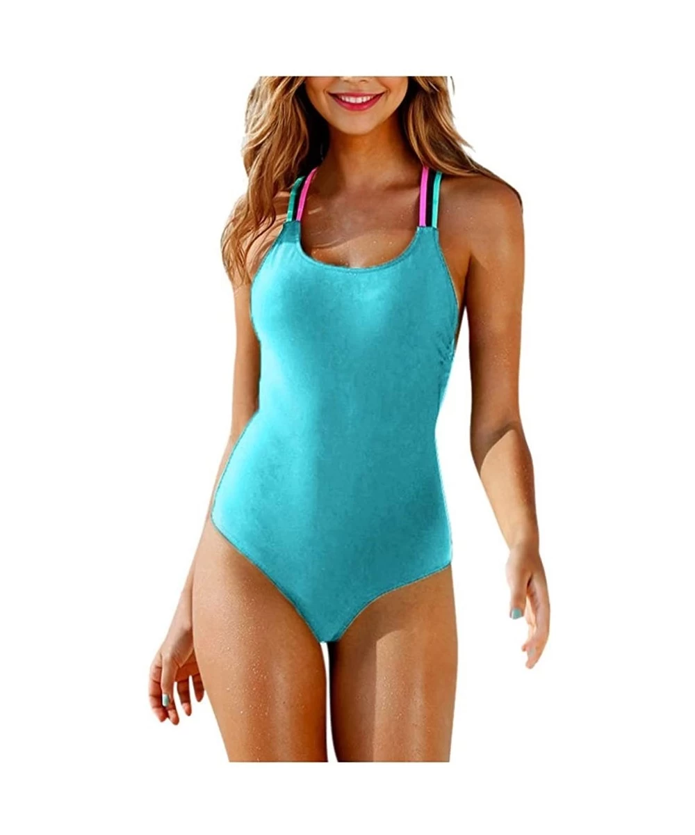 Racing Womens Sexy Monokini Vintage Retro Tummy Control Bathing Suit Elastic High Cut Low One Piece Swimsuits Swimwear - X-2 ...