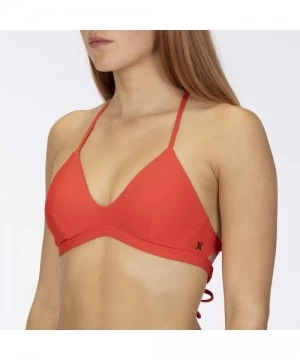 Tops Women's Quick Dry Compression Solid Adjustable Bikini Top - Speed Red - C718AQQQY2I