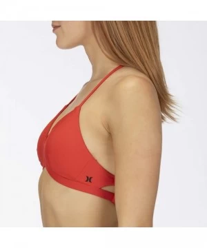 Tops Women's Quick Dry Compression Solid Adjustable Bikini Top - Speed Red - C718AQQQY2I