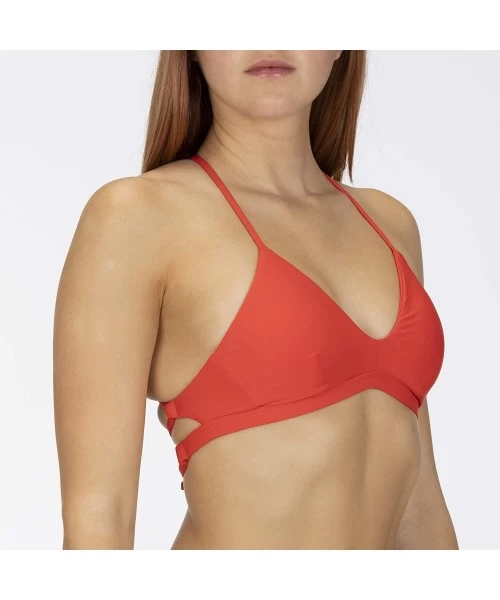 Tops Women's Quick Dry Compression Solid Adjustable Bikini Top - Speed Red - C718AQQQY2I