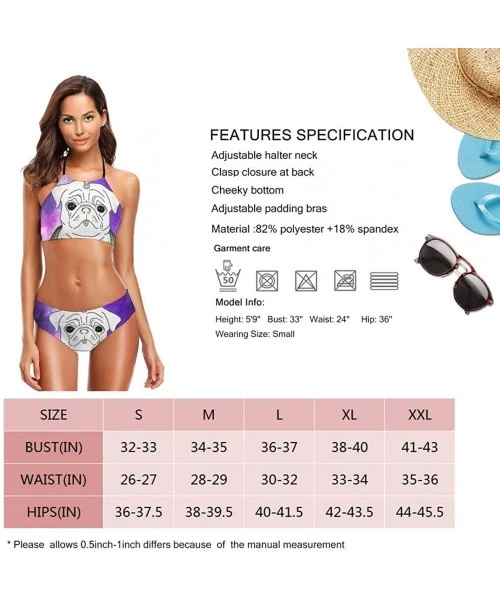 Sets Womens High Neck Halter Bikini Set Sexy Swimsuit Up Bathing Suit Tankini - Color8 - CS199NEZOEN