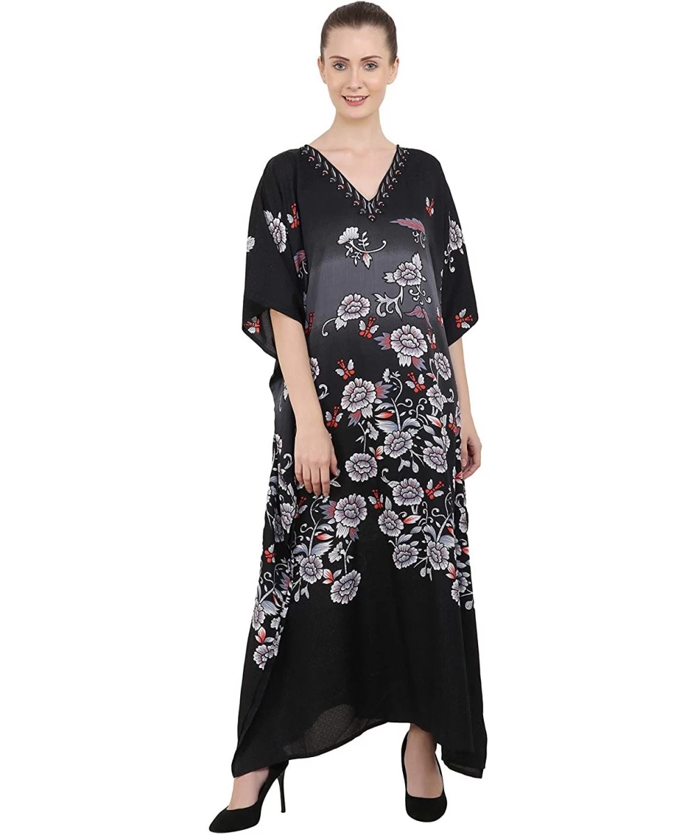 Cover-Ups Ladies Kaftans Kimono Maxi Style Dresses Suiting Teens to Adult Women in Regular to Plus Size - 134-black - C618L6A...