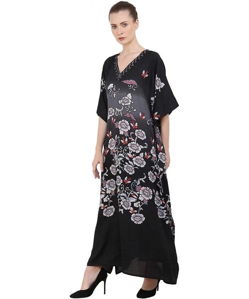 Cover-Ups Ladies Kaftans Kimono Maxi Style Dresses Suiting Teens to Adult Women in Regular to Plus Size - 134-black - C618L6A...