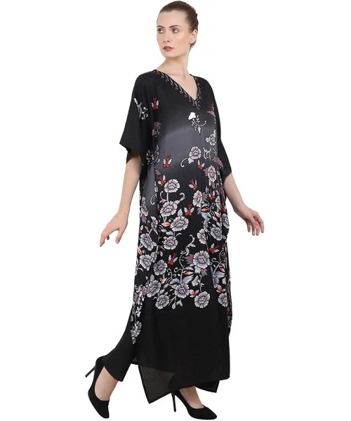 Cover-Ups Ladies Kaftans Kimono Maxi Style Dresses Suiting Teens to Adult Women in Regular to Plus Size - 134-black - C618L6A...