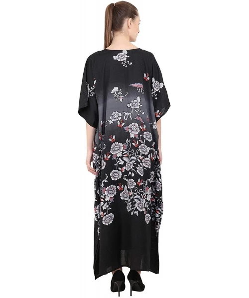 Cover-Ups Ladies Kaftans Kimono Maxi Style Dresses Suiting Teens to Adult Women in Regular to Plus Size - 134-black - C618L6A...