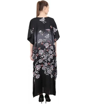 Cover-Ups Ladies Kaftans Kimono Maxi Style Dresses Suiting Teens to Adult Women in Regular to Plus Size - 134-black - C618L6A...