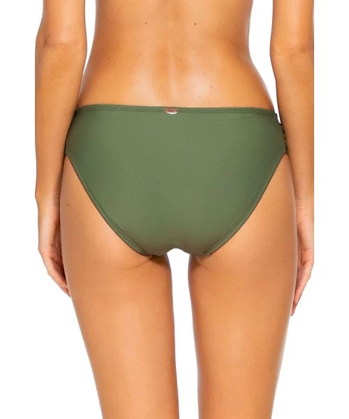 Bottoms Women's Femme Fatal Shirred Side Bikini Bottom Swimsuit - Olive - C718A56ADRD