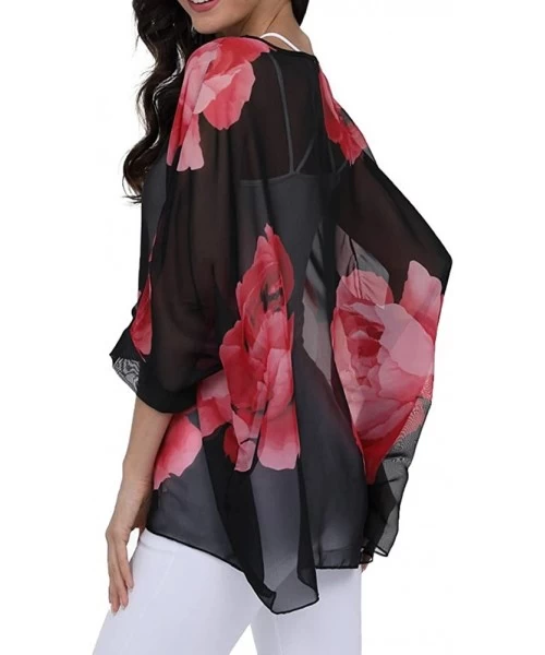 Cover-Ups Women's Chiffon Caftan Poncho Tunic Top Cover up Batwing Blouse - Z-4283 - CK18DONQ8HO