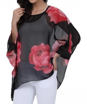 Cover-Ups Women's Chiffon Caftan Poncho Tunic Top Cover up Batwing Blouse - Z-4283 - CK18DONQ8HO